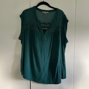 Daniel Rainn Teal Green V Neck short sleeve top